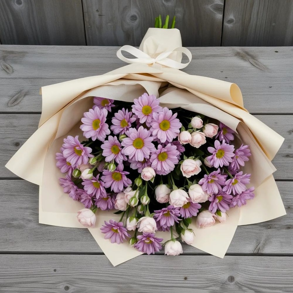 Букет цветов из: Розы и Хризантемы в Дубовской