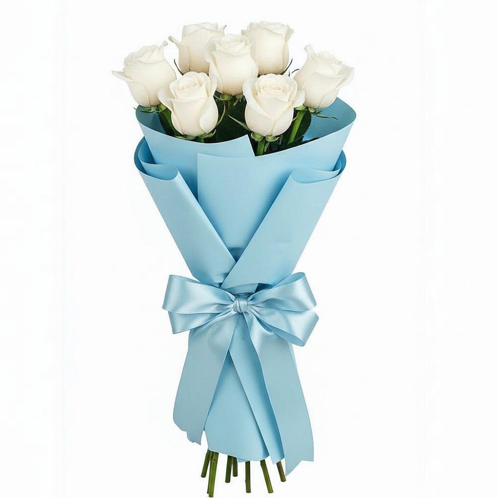 Букет 7 белых роз Проуд в Дубовской