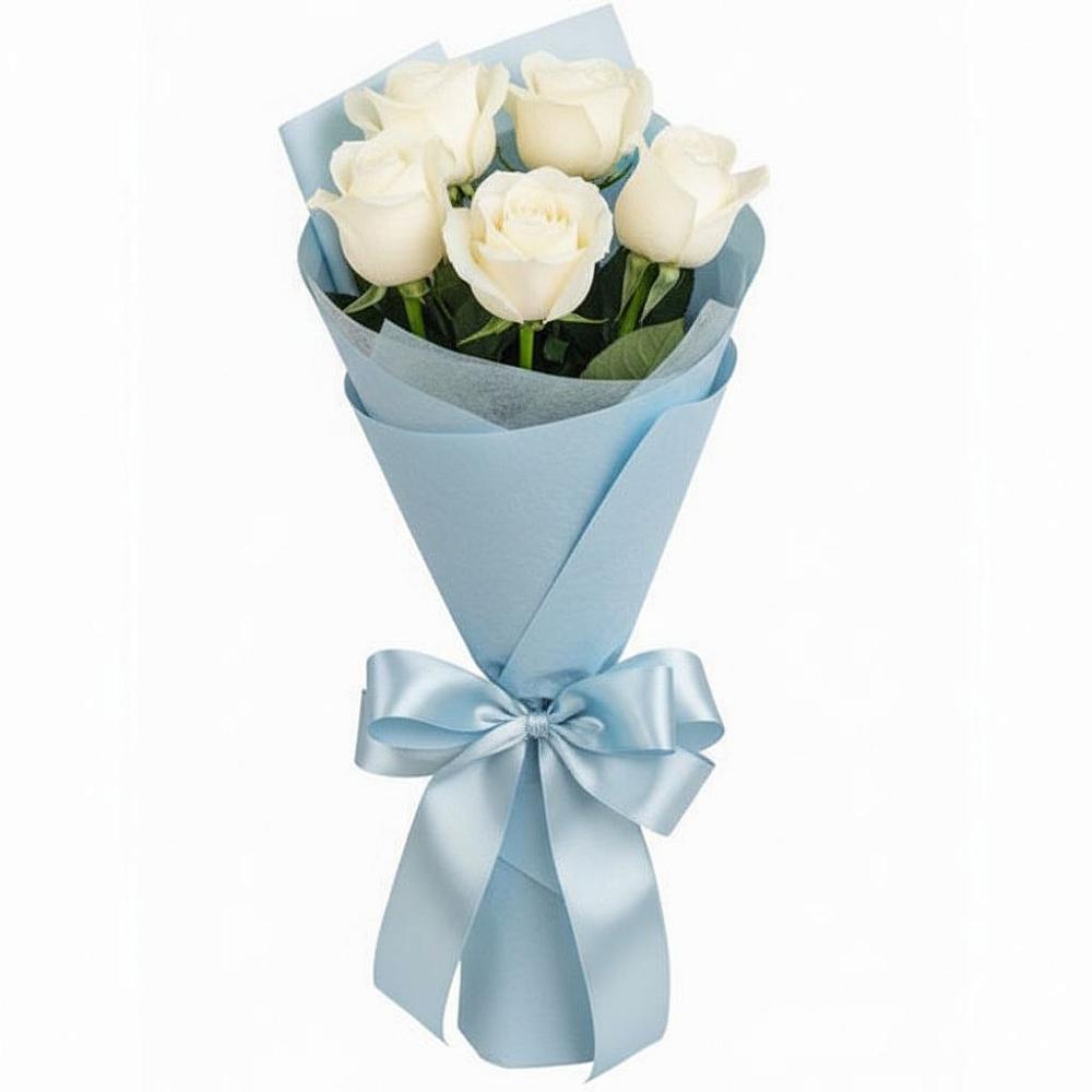 Букет 5 Белых роз Проуд в Дубовской