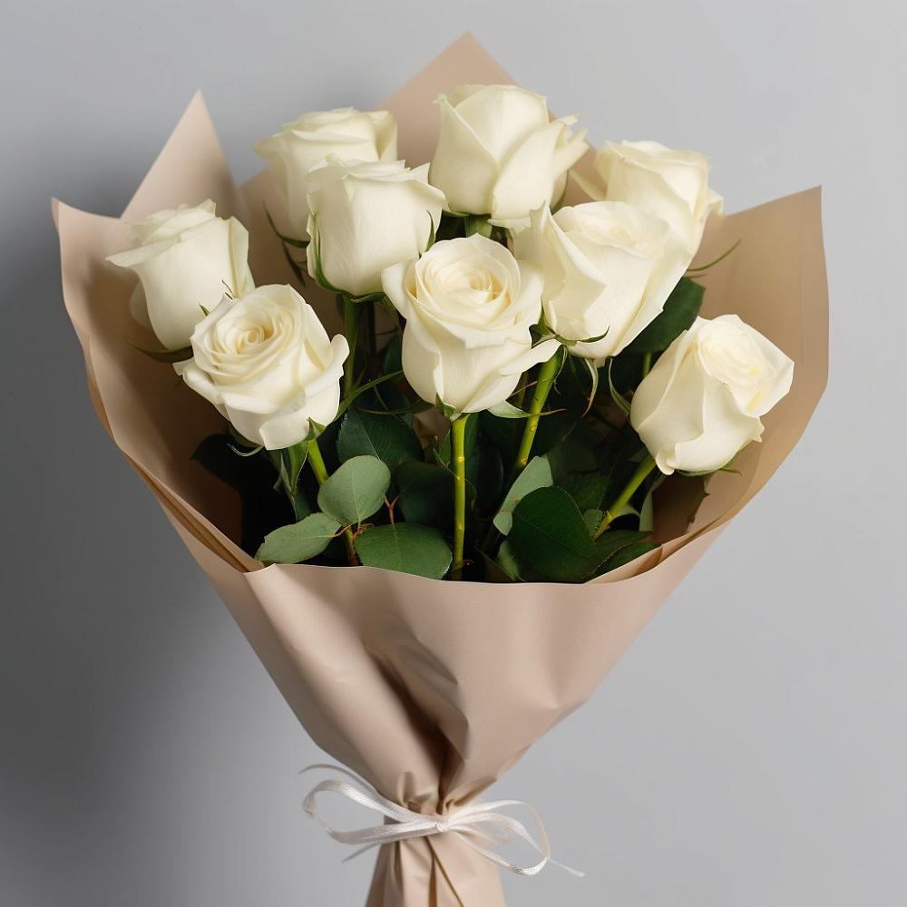 Букет 9 Белых роз Эдлесс Лав в Дубовской