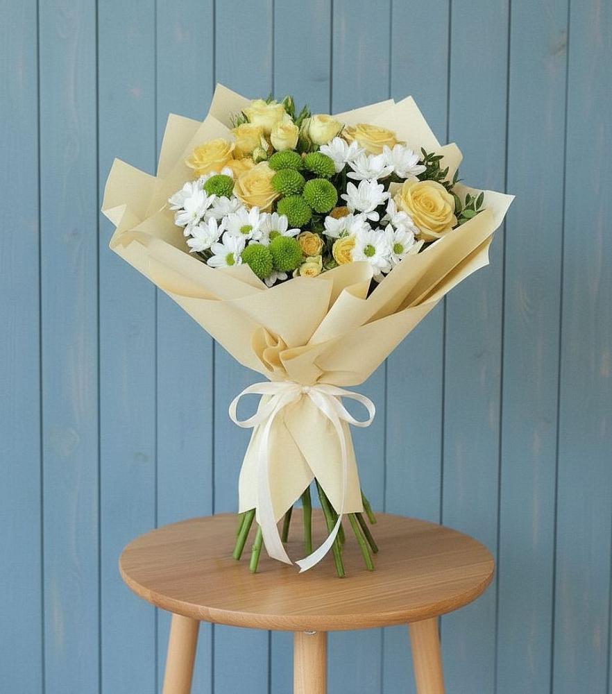 Букет цветов из: Хризантемы и Розы в Дубовской