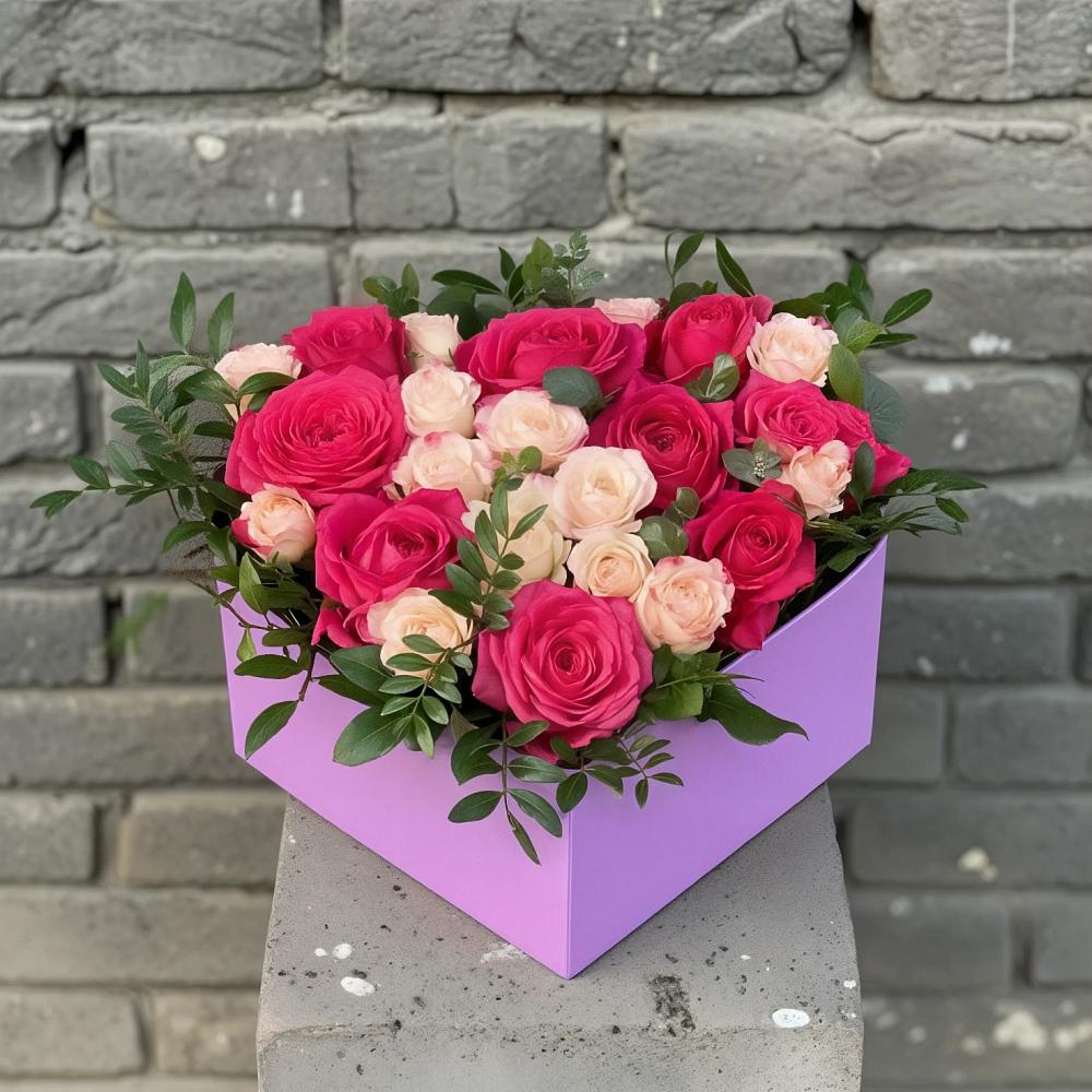 Цветочная композиция из Розы в коробке в Дубовской