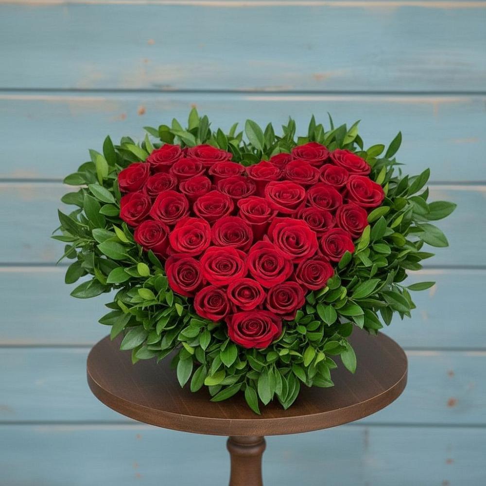 Цветочная композиция из Розы в виде сердца в Дубовской