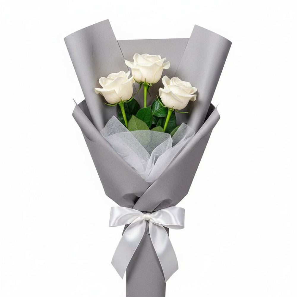 Букет 3 белые розы в Дубовской
