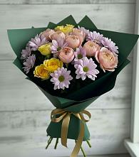 Букет цветов из:  Хризантемы и Розы в Дубовской