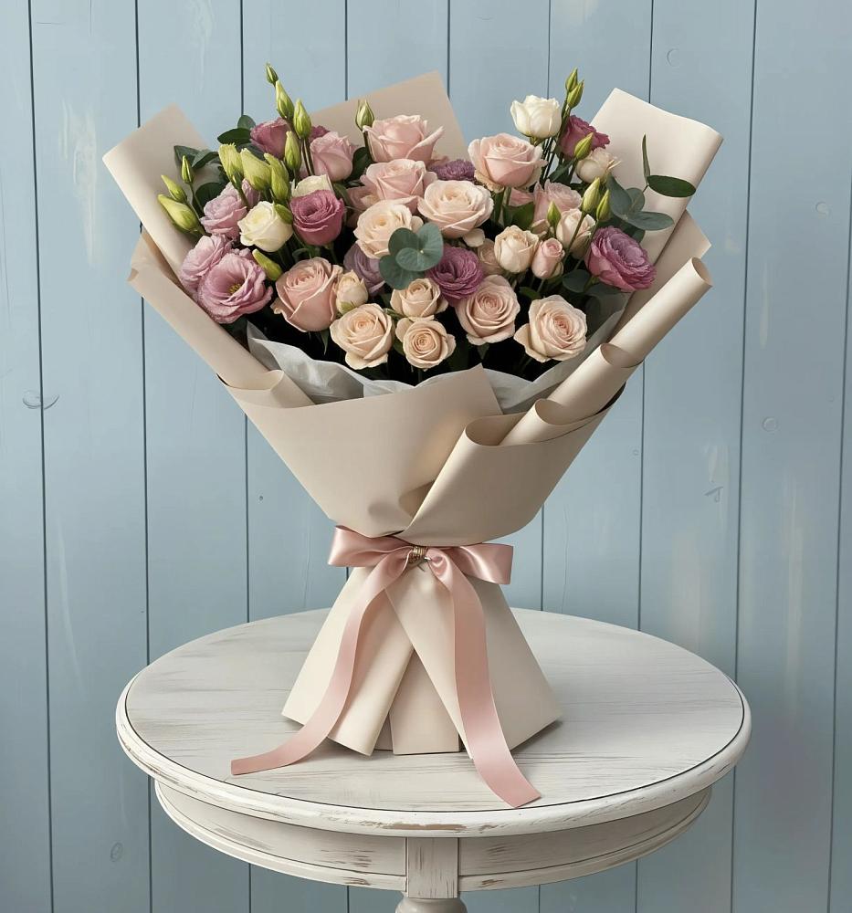 Букет цветов из: Розы и Лизиантусы в Дубовской