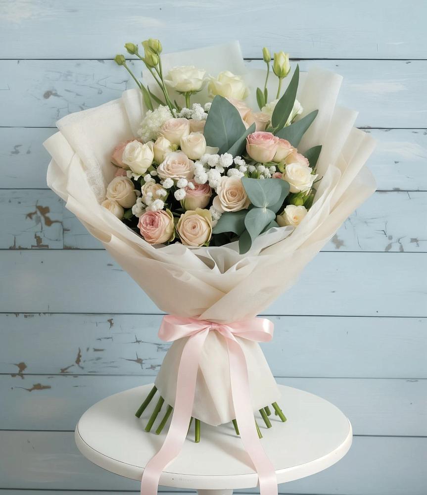 Букет цветов из: Розы и Лизиантусы в Дубовской