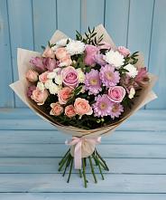 Букет цветов из:  Хризантемы, Розы и Альстромерии в Дубовской